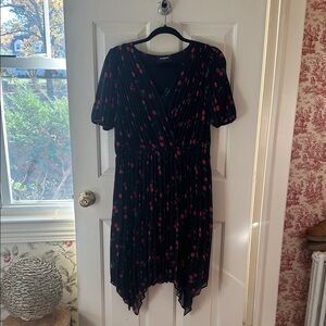 The Kooples Black Dress with Pink Floral Design
